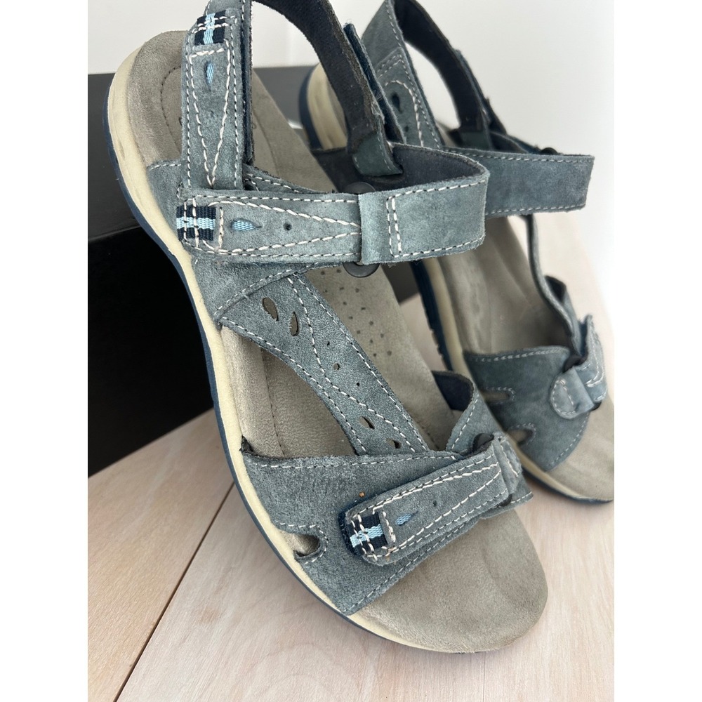 Earth Origins Sophie Blue Suede Sport Sandals Womens 8.5M Adjustable Straps